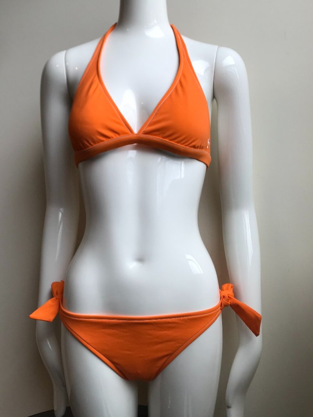 Billabong surf solid orange halter top low rise bikini set
